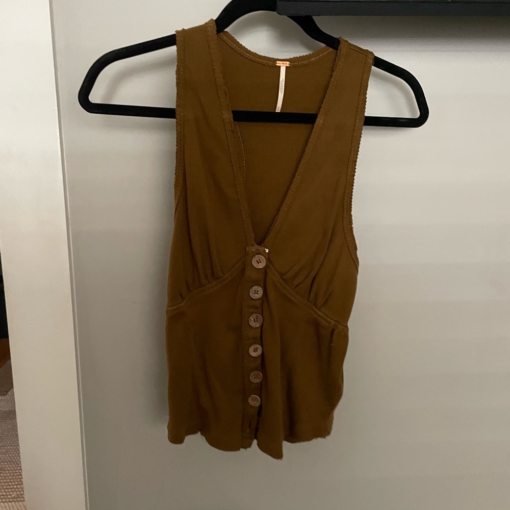 Free People Brown Low Cut Tank